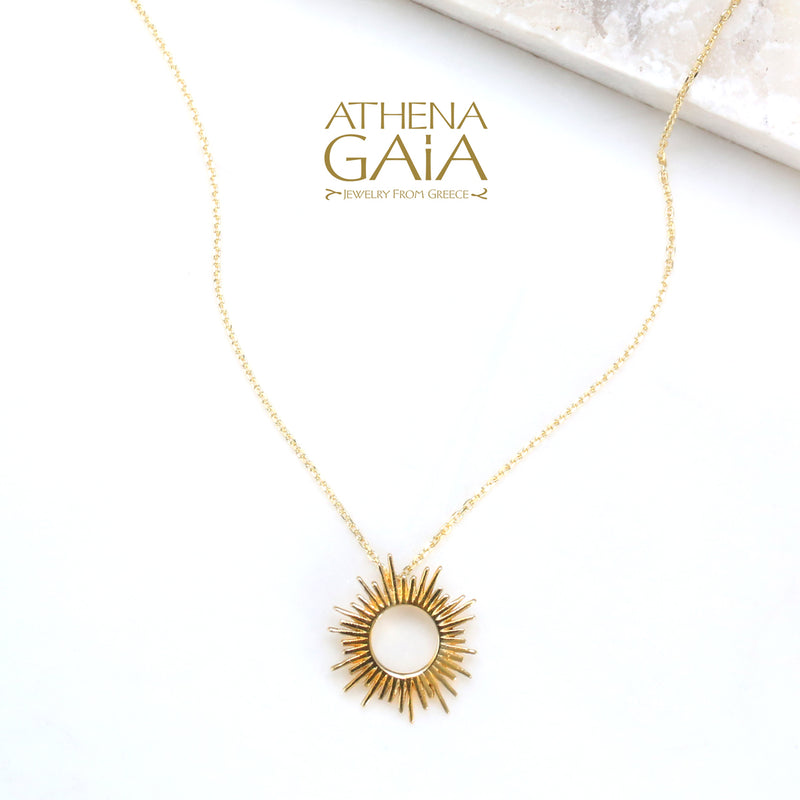 Open Sun Necklace - 14k Gold Necklace