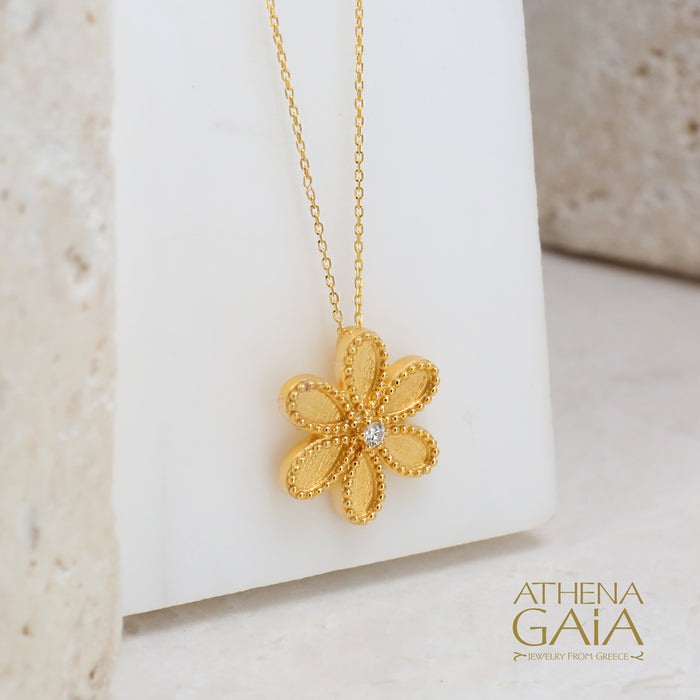 Geometric Diamond Flower Necklace