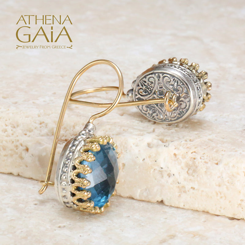 Tall Crown Earrings - 18k Gold & Sterling Silver Earrings - French Wire Earrings