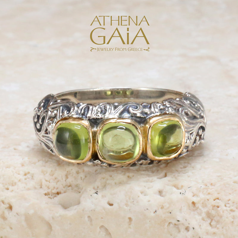 Meadow Breeze Trinity Ring - 18k Gold & Sterling Silver Ring - Stackable Ring