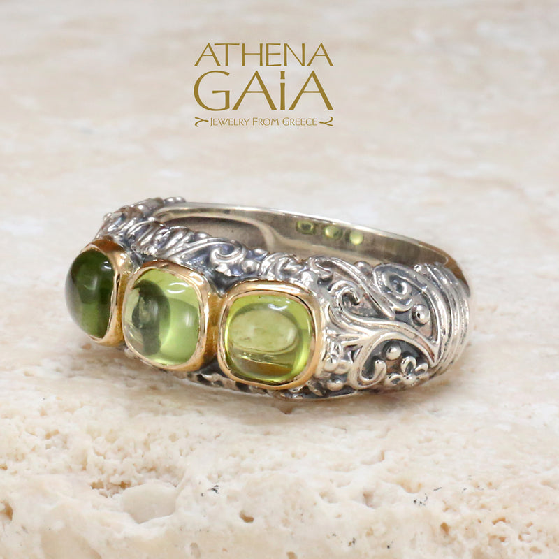 Meadow Breeze Trinity Ring - 18k Gold & Sterling Silver Ring - Stackable Ring