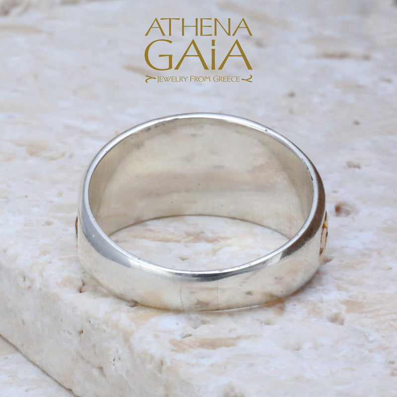 Meadow Shadows Ring - 18k Gold & Sterling Silver Ring - Cigar Band Ring