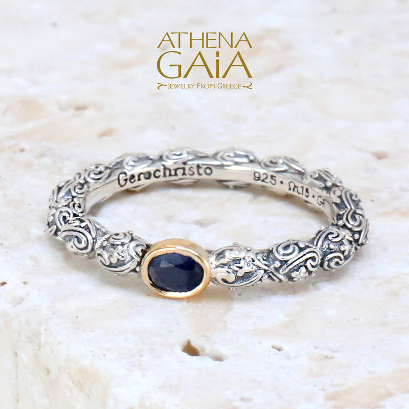 Meadow Breeze Single Oval Stone Ring - 18k Gold & Sterling Silver Ring - Stackable Ring