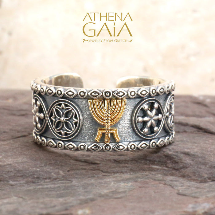 Menorah Open Band Ring