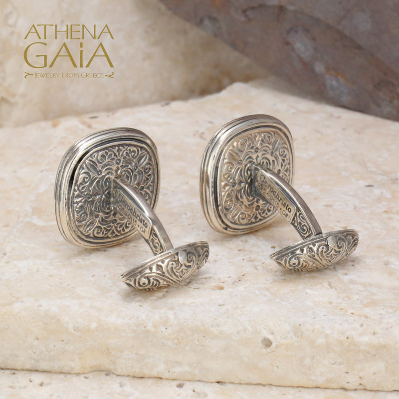Garden Shadows Medieval Filigree Sterling Silver Cufflinks
