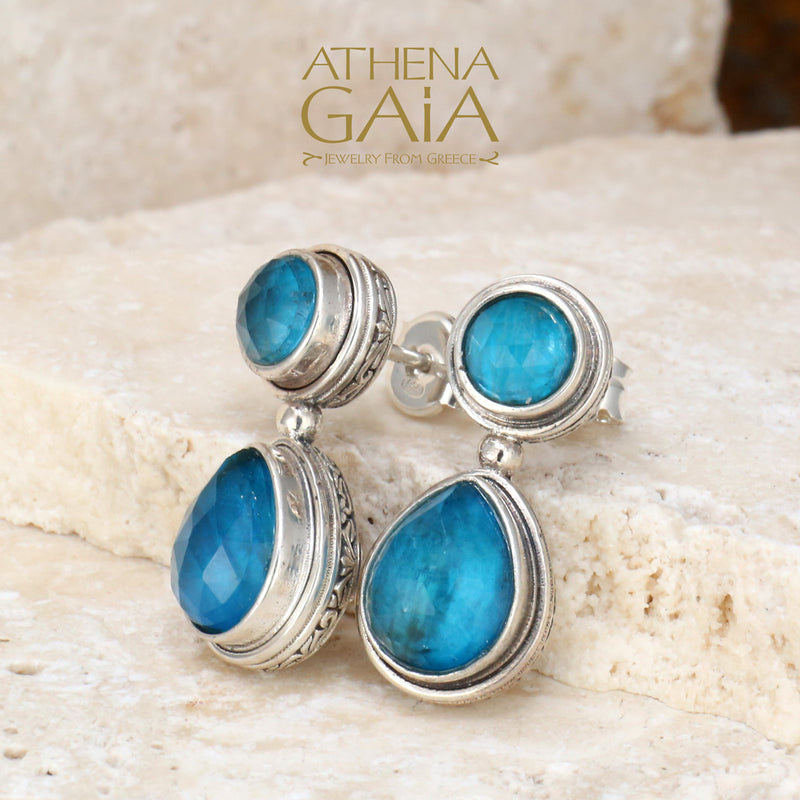 Pop Rocks Double Stone Drop Earrings - Sterling Silver Earrings