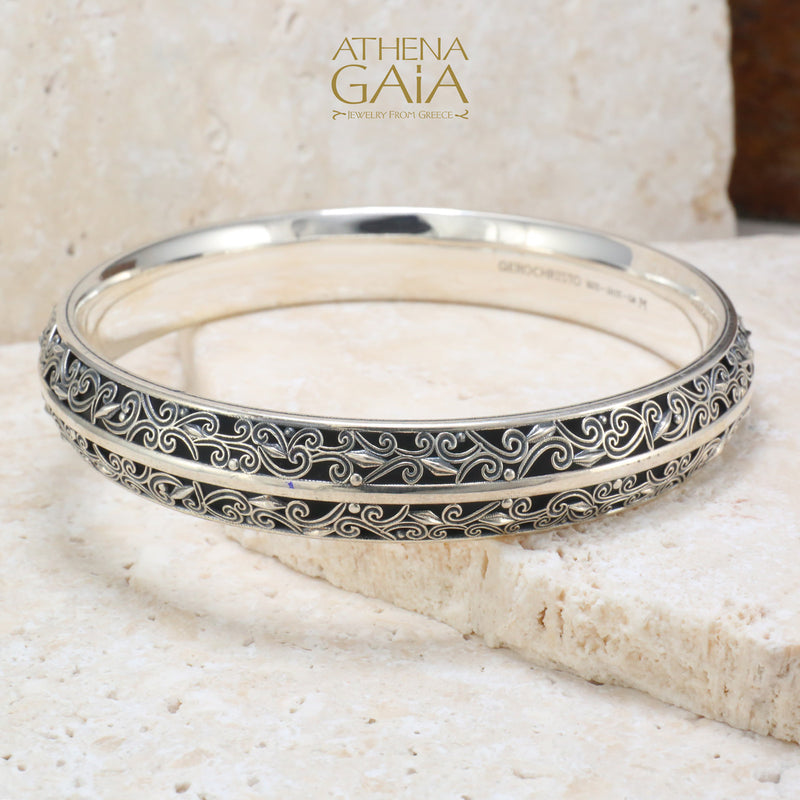 Kallisto Wide Bracelet - Sterling Silver - Solid Bangle Bracelet