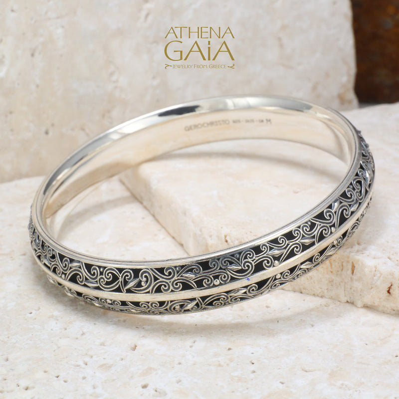 Kallisto Wide Bracelet - Sterling Silver - Solid Bangle Bracelet