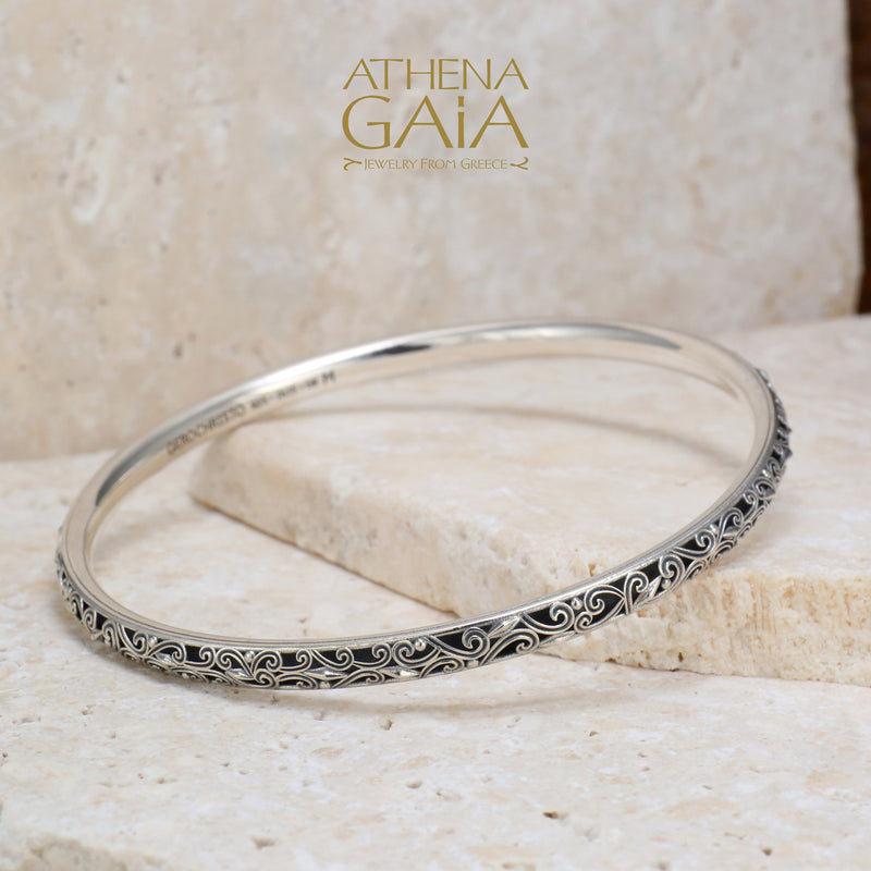 Kallisto Bracelet - Sterling Silver - Solid Bangle Bracelet