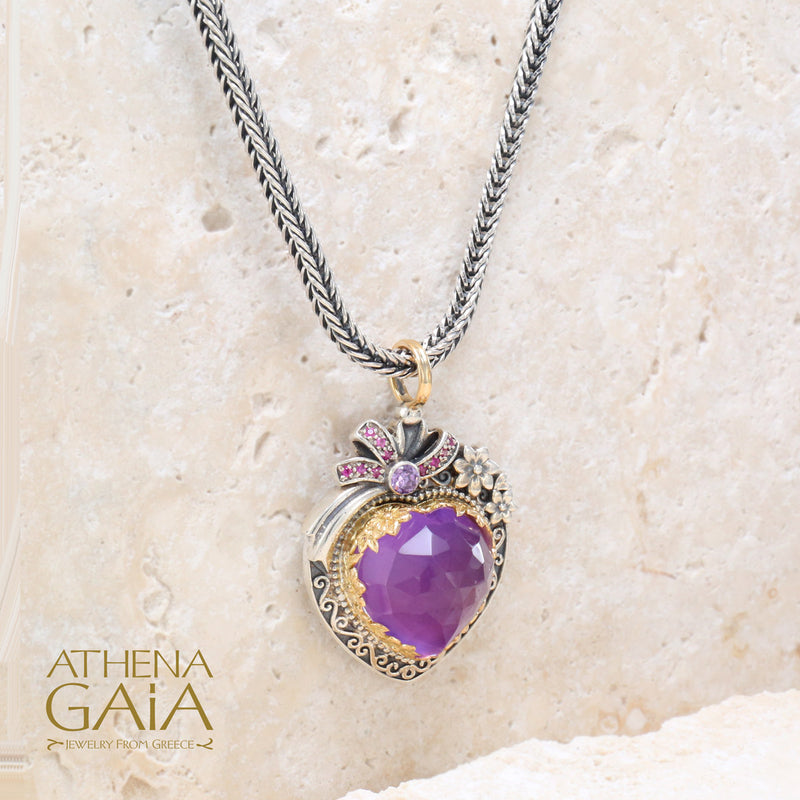 Pop Rocks Ribbon Heart Pendant - 18k Gold & Sterling Silver Pendant