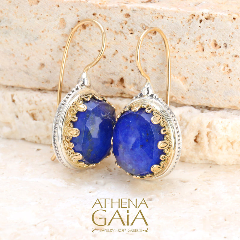 Pop Rocks Oval Crown Earrings - 18k Gold & Sterling Silver Earrings - French Wire Earrings