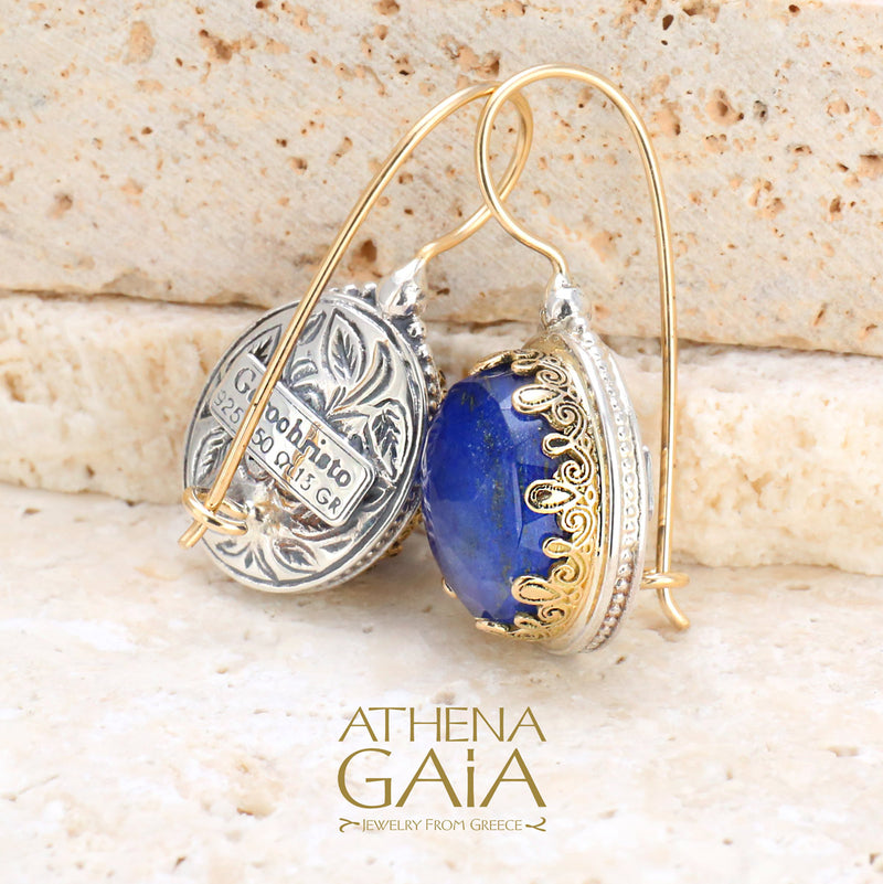 Pop Rocks Oval Crown Earrings - 18k Gold & Sterling Silver Earrings - French Wire Earrings