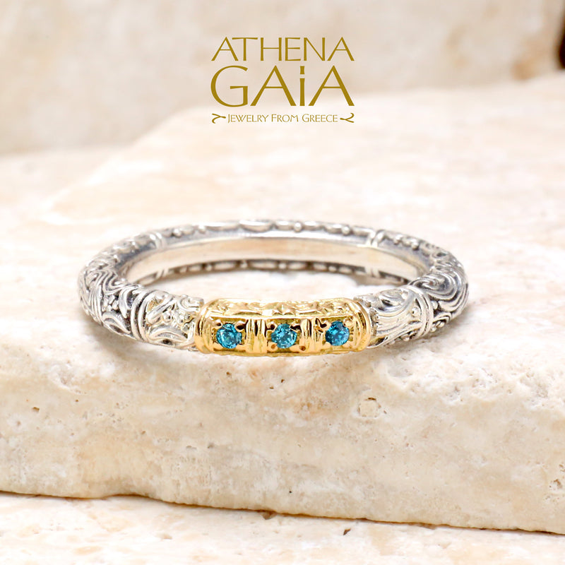 Meadow Breeze Pave Accent Ring - 18k Gold & Sterling Silver Ring - Stackable Ring