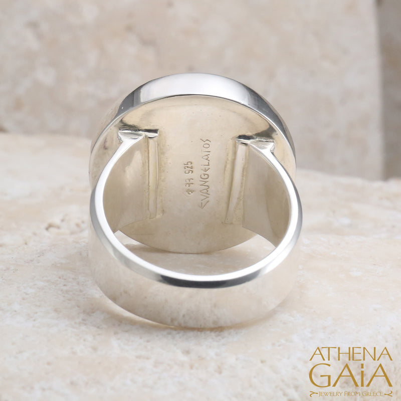 Anthemion Circle Ring - 18k Gold & Sterling Silver Ring - Cocktail Ring