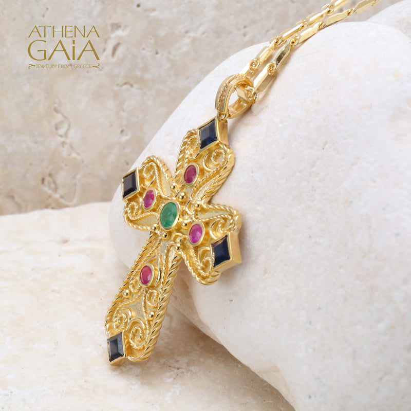 Regal Mia Prosopa Cross (Large) - 18k Gold - Flared Byzantine Cross