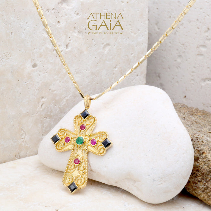 Regal Mia Prosopa Byzantine Large Flared Cross