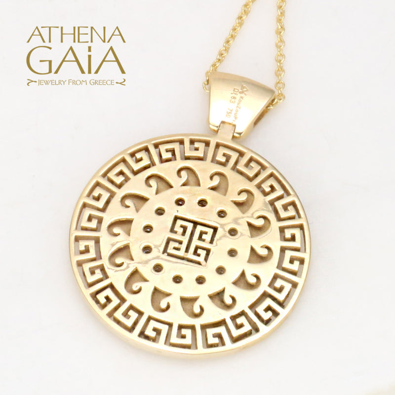 Mythical Argonaut Meander Pendant Necklace - 18k Gold Necklace