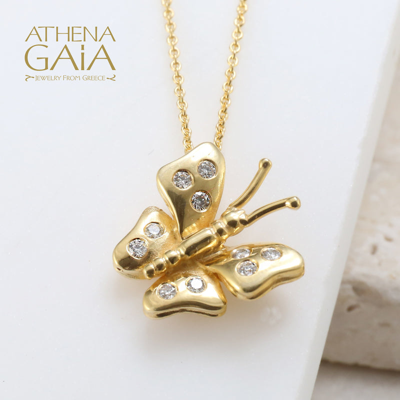 Herbs Butterfly Necklace - 18k Gold Necklace