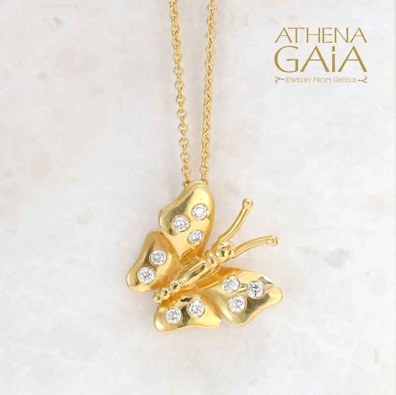 Herbs Butterfly Necklace - 18k Gold Necklace