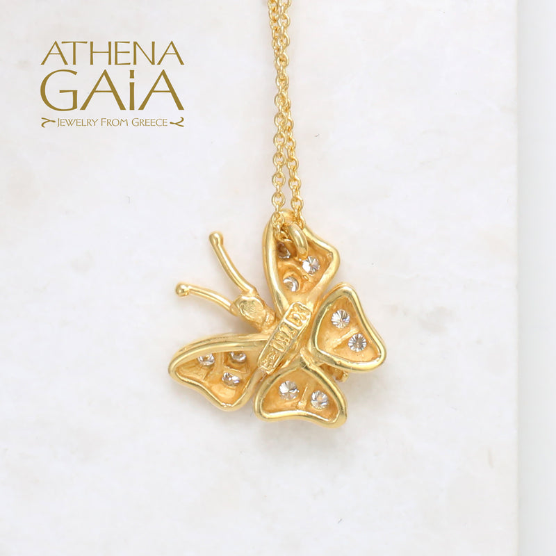 Herbs Butterfly Necklace - 18k Gold Necklace