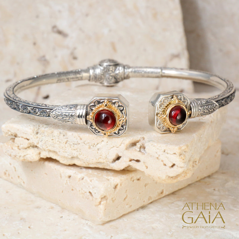 Cyclades Square Open Hinged Bracelet - 18k Gold & Sterling Silver Bracelet