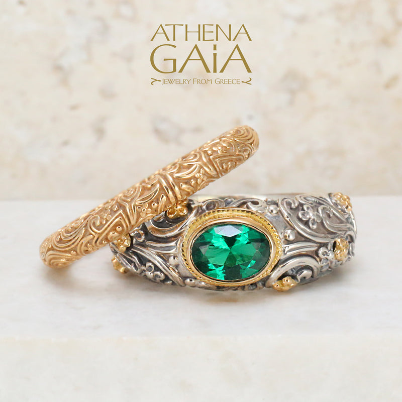 Meadow Breeze 18k Eternal 2-Ring Double Stack - 18k Gold & Sterling Silver Ring - Stackable Ring