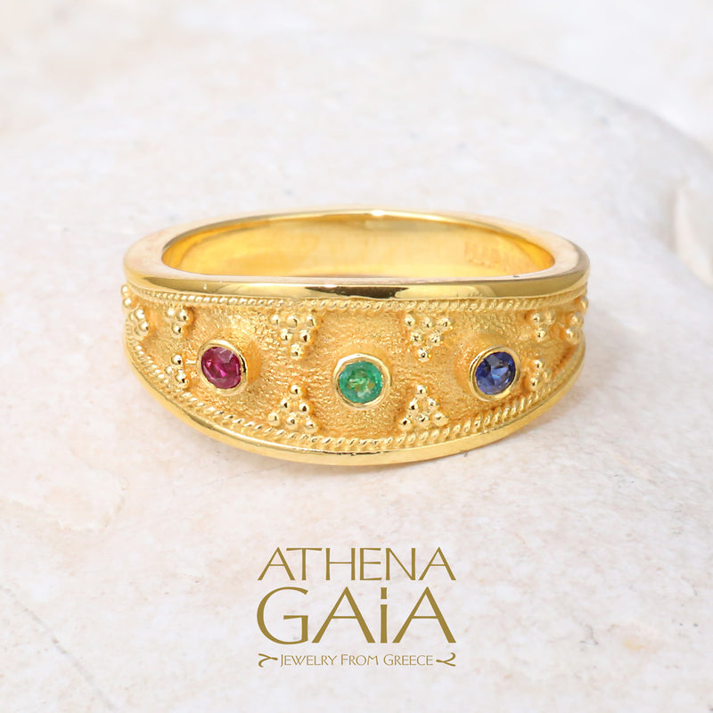 Greek-jewelry promise ring in 18k gold