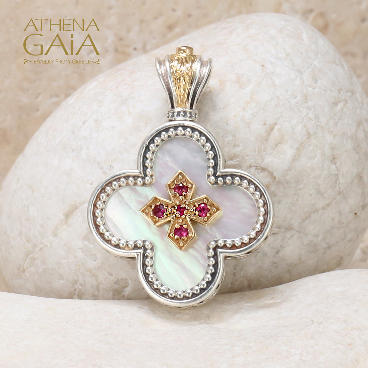 オ*ス様 ZEMAITIS ネックレス Mother of Pearl Rounded Greek Cross - 18k Gold & Sterling Silver