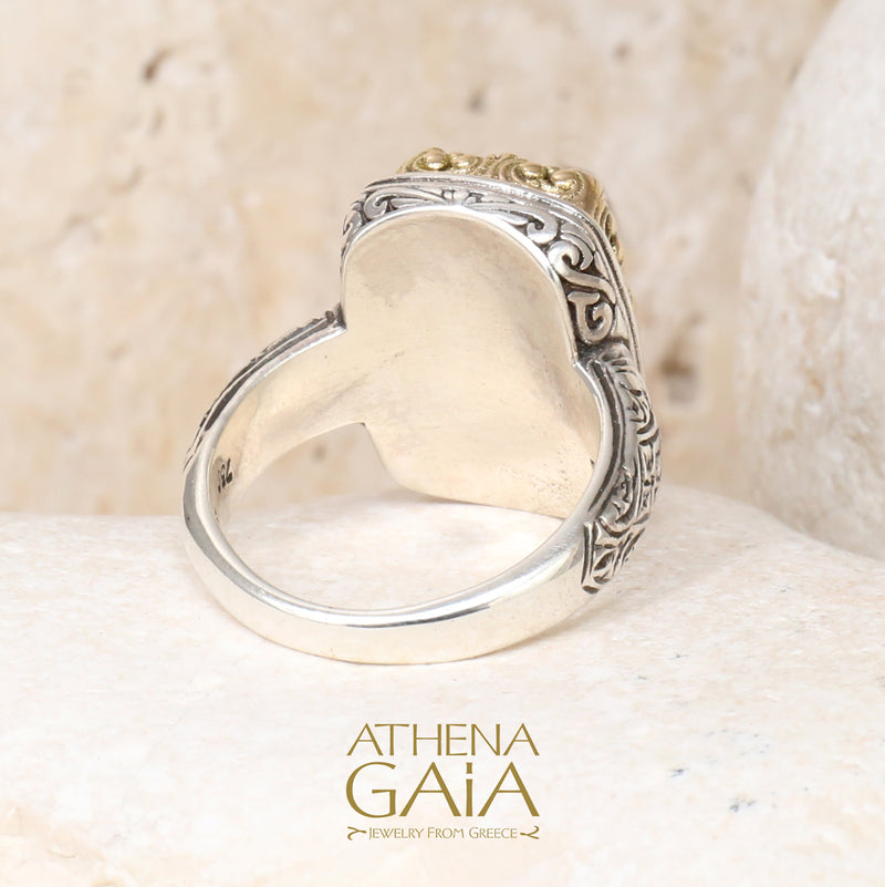 Pop Rocks Rectangular Crown Ring - 18k gold & Sterling Silver Ring - Cocktail Ring