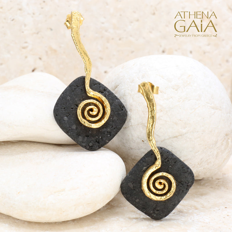 Lava Flow Earrings - Gold Plated Sterling Silver Earrings