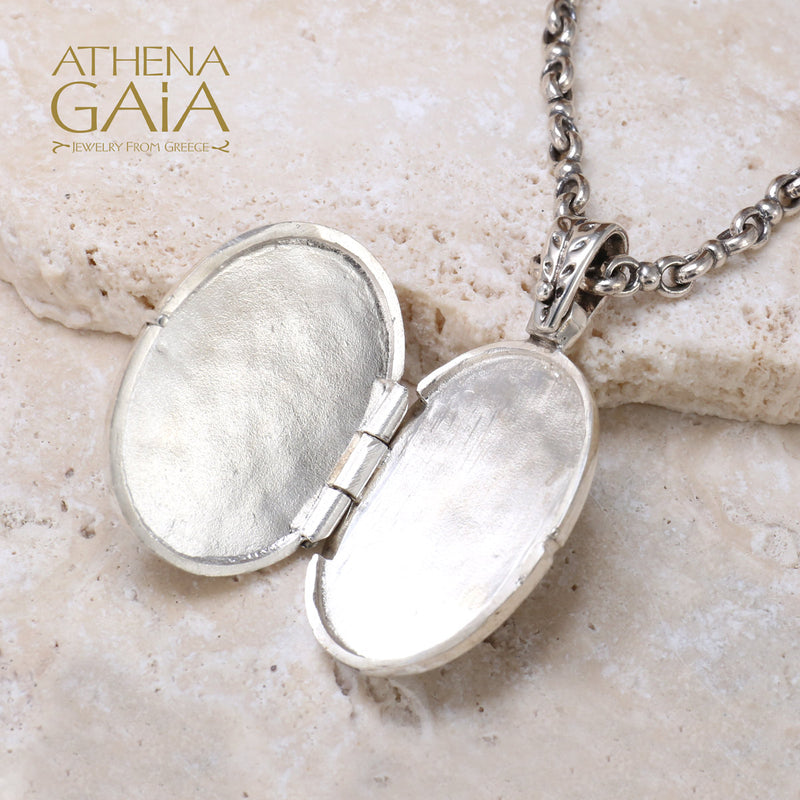 Silver Flower Field Locket Pendant - Sterling Silver Pendant