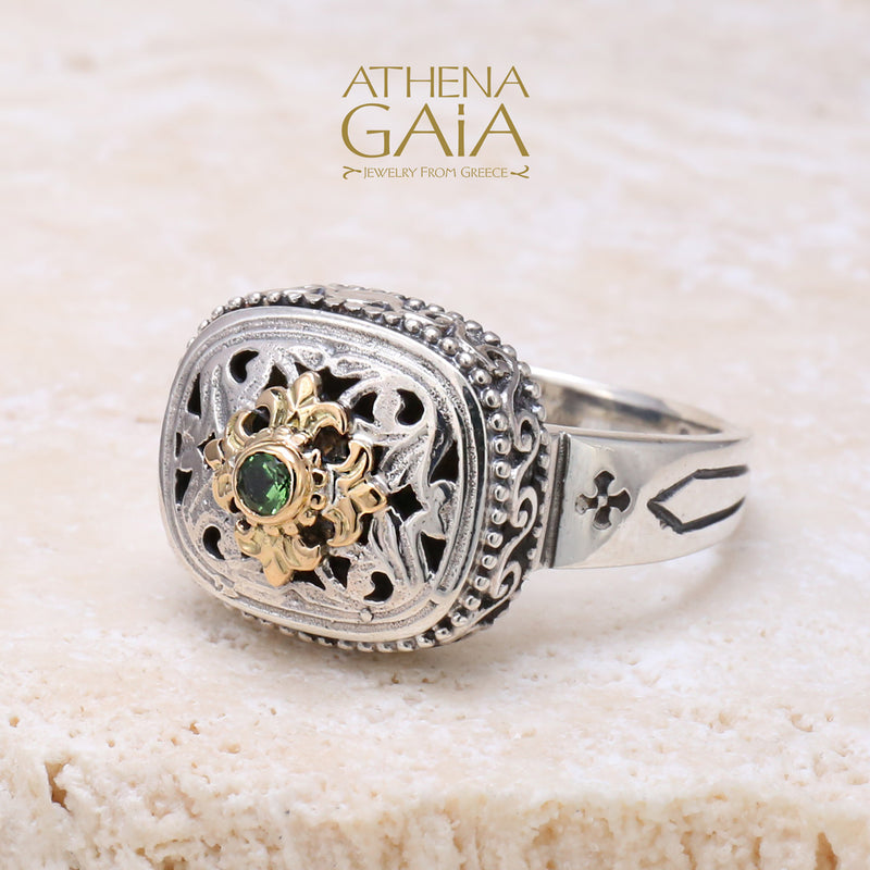 Argonaut Tetra Ring - 18k Gold & Sterling Silver Ring - Signet Ring