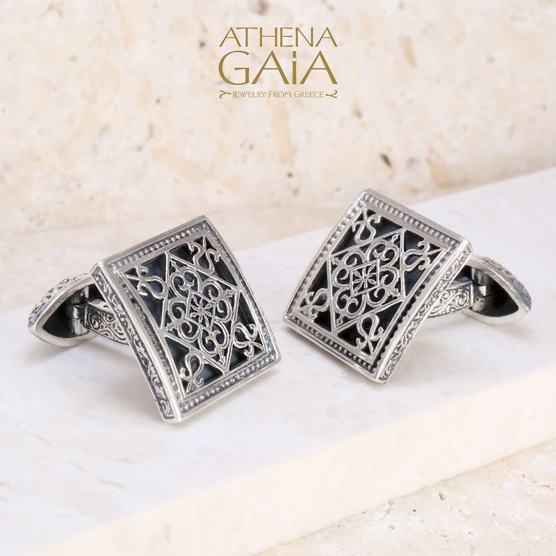 Monastiraki Church Garden Gates Silver Cufflinks