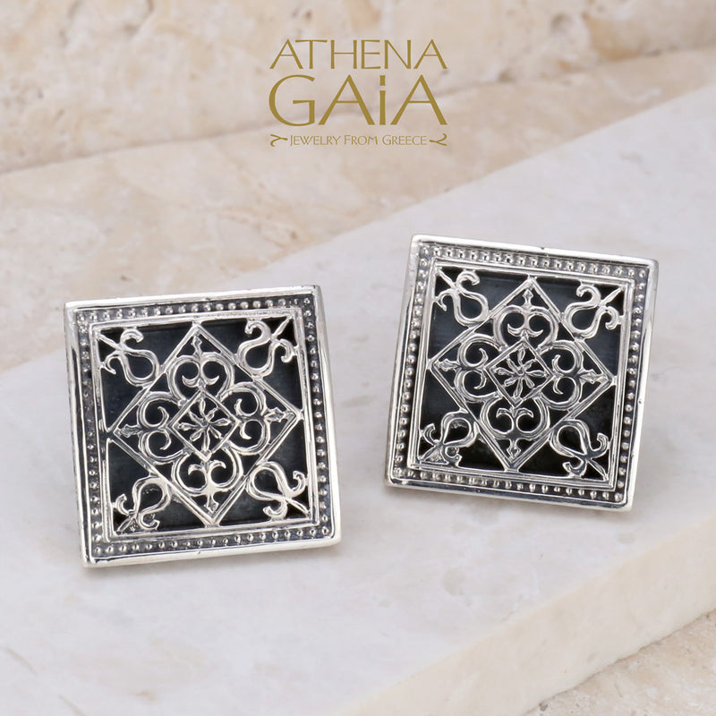 Monastiraki Church Garden Gates Silver Cufflinks