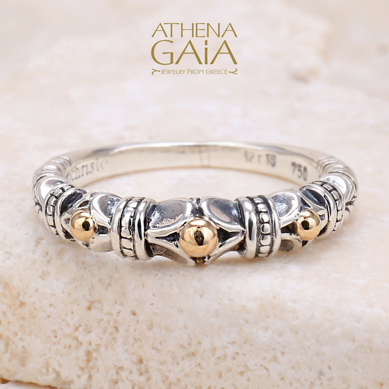 Gold Dot Ring - 18k Gold & Sterling Silver Ring - Stackable Ring