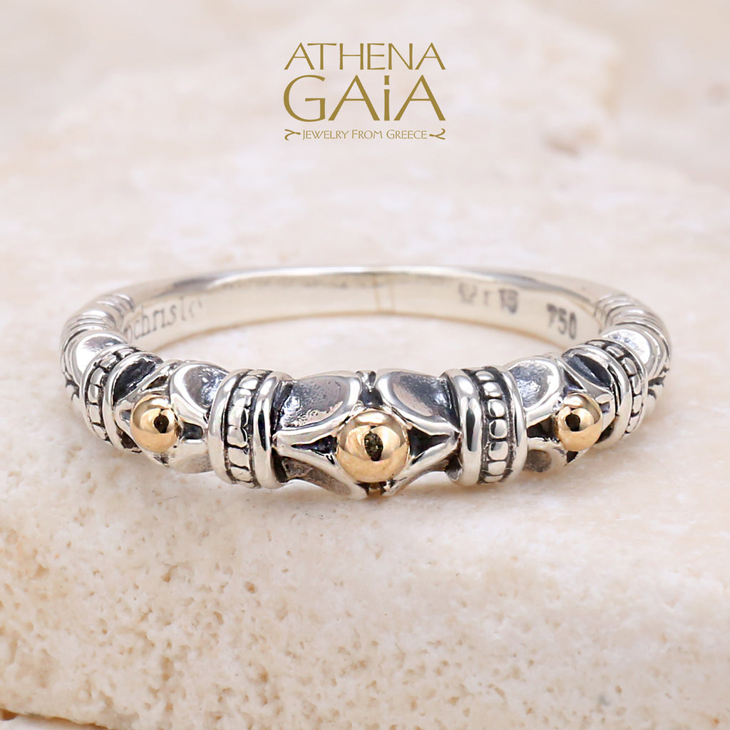 Gold Dot Ring - 18k Gold & Sterling Silver Ring - Stackable Ring