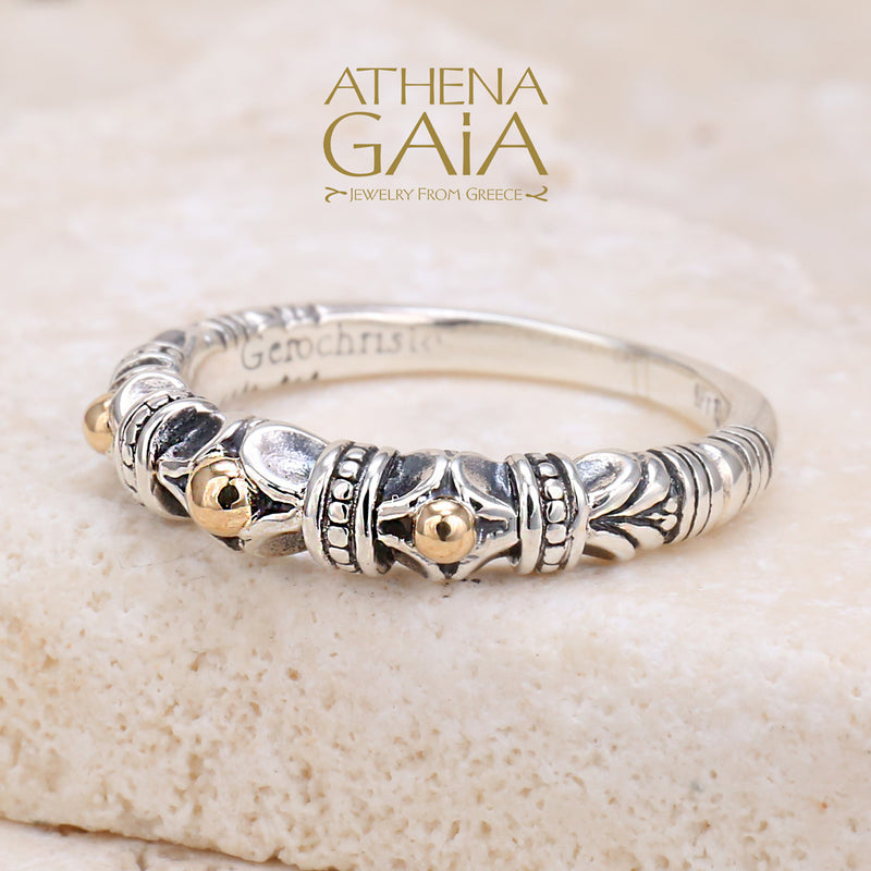 Gold Dot Ring - 18k Gold & Sterling Silver Ring - Stackable Ring