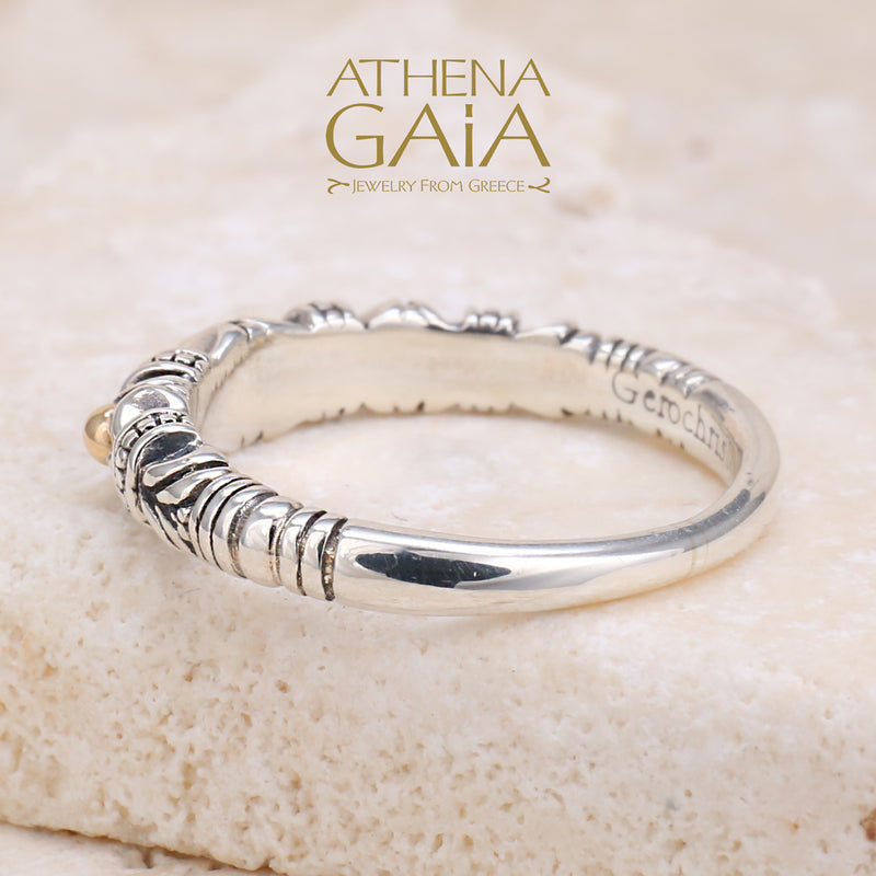 Gold Dot Ring - 18k Gold & Sterling Silver Ring - Stackable Ring