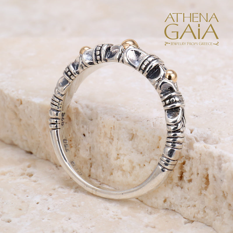 Gold Dot Ring - 18k Gold & Sterling Silver Ring - Stackable Ring