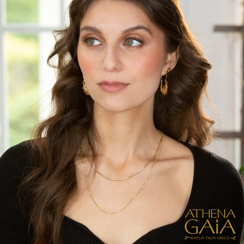 Bird Earrings with Gemstones - 18k Gold - Hoop Earrings