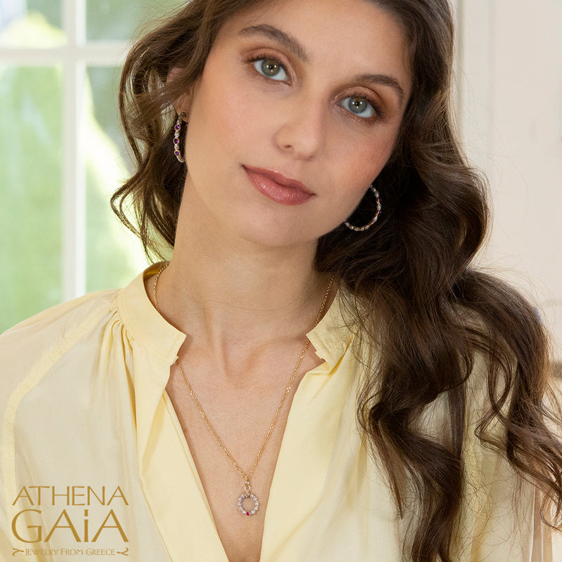 Meadow Breeze Triple Oval Stone Earrings - 18k Gold & Sterling Silver - Hoop Earrings