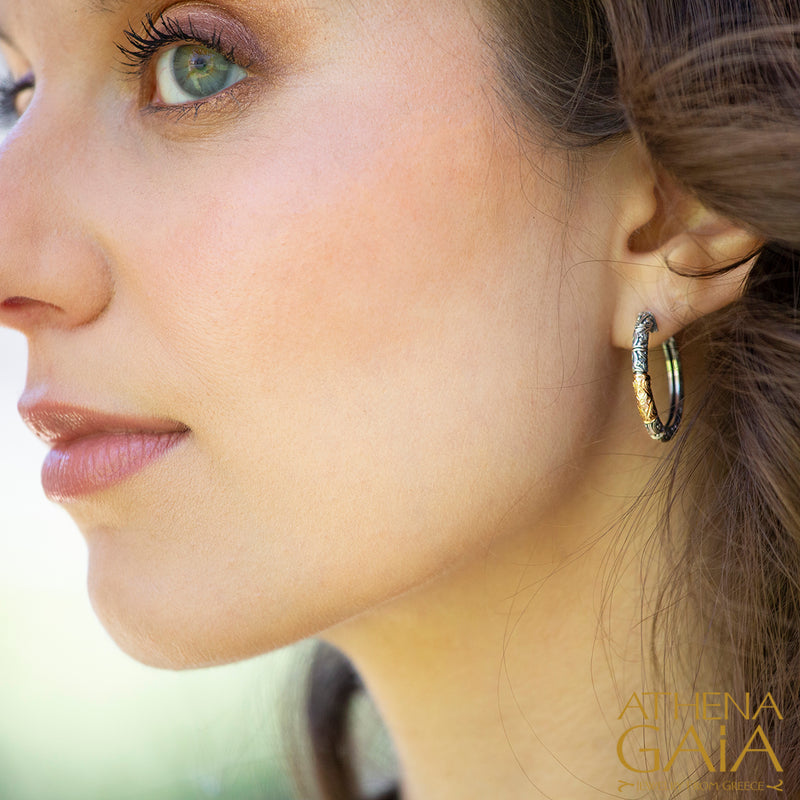 Meadow Breeze Single Accent Hoop Earrings - 18k Gold & Sterling Silver