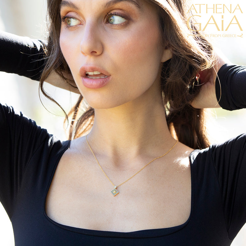 Mythical Minoan Key Pendant Necklace - 18k Gold Necklace