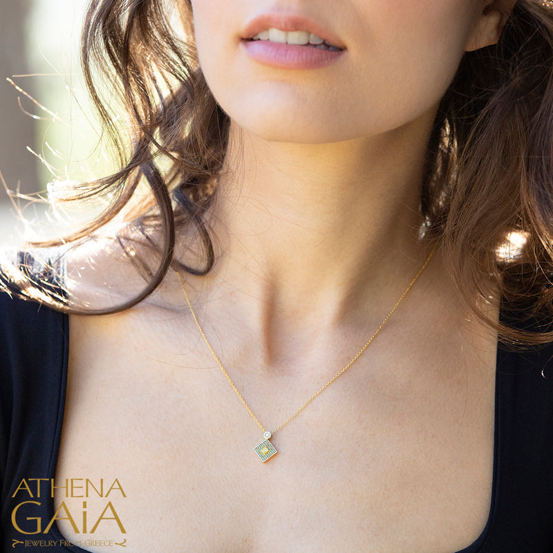 Mythical Minoan Key Pendant Necklace - 18k Gold Necklace