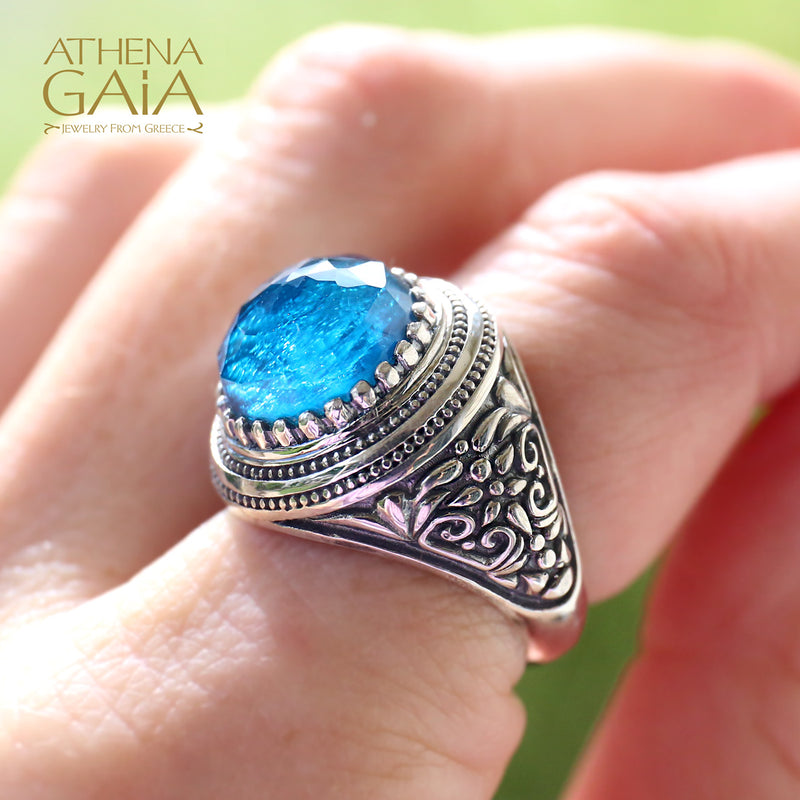 Byzantine Water Garden Ring - Sterling Silver Ring - Cocktail Ring