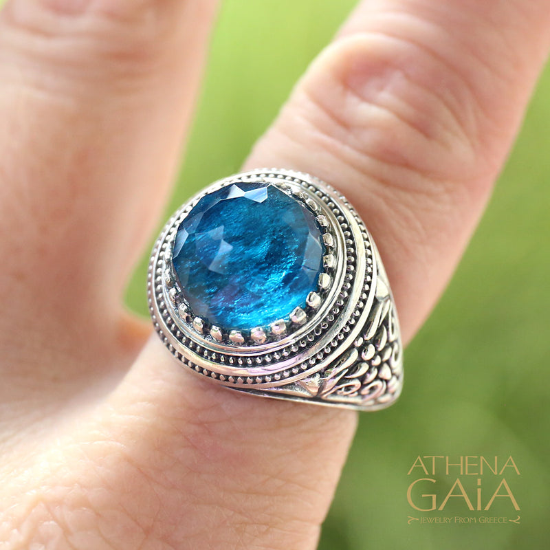 Byzantine Water Garden Ring - Sterling Silver Ring - Cocktail Ring