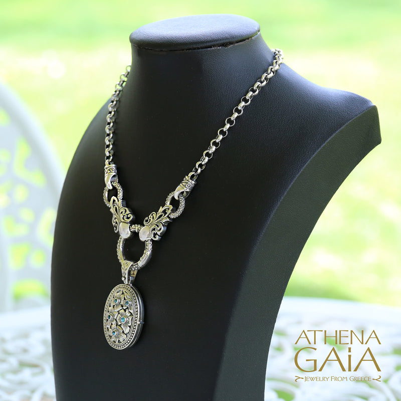 Silver Flower Field Locket Pendant - Sterling Silver Pendant