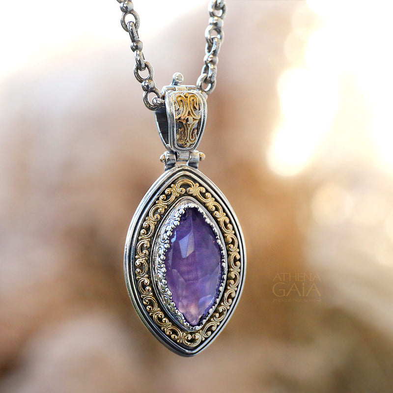 Pop Rocks Ellipse Synergy Border Pendant - 18k Gold & Sterling Silver Pendant