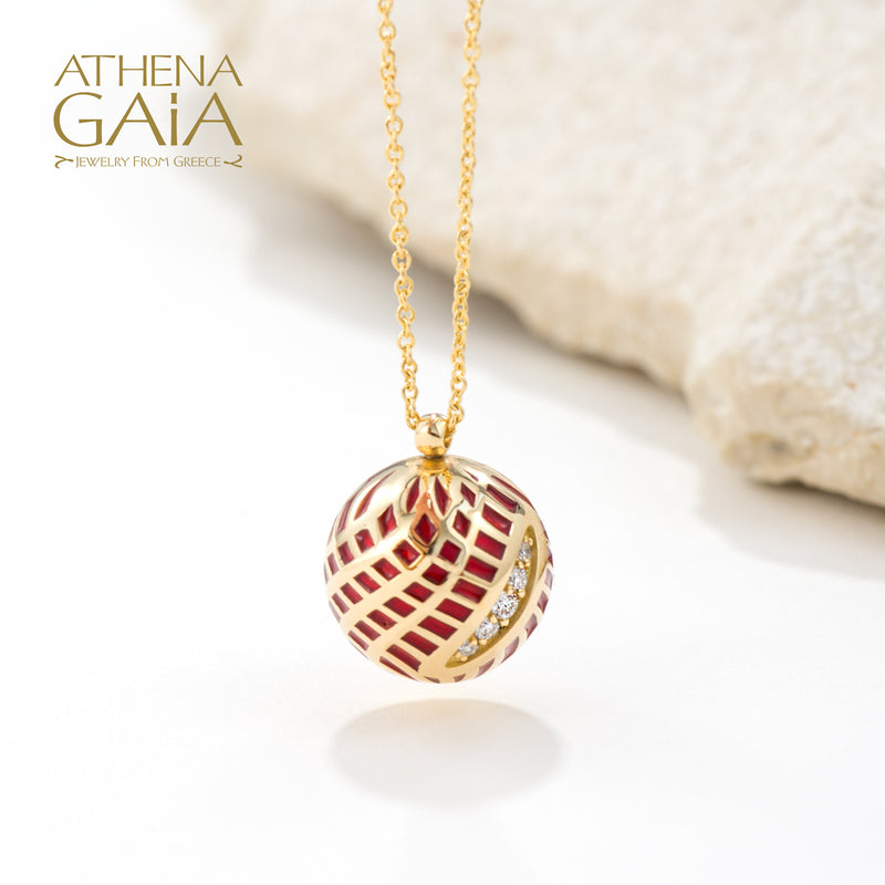 Celestial Fractured Enamel Pendant Necklace - 18k Gold Necklace