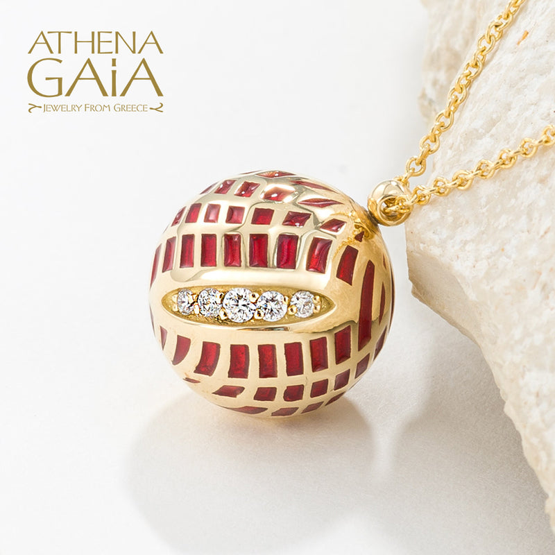 Celestial Fractured Enamel Pendant Necklace - 18k Gold Necklace